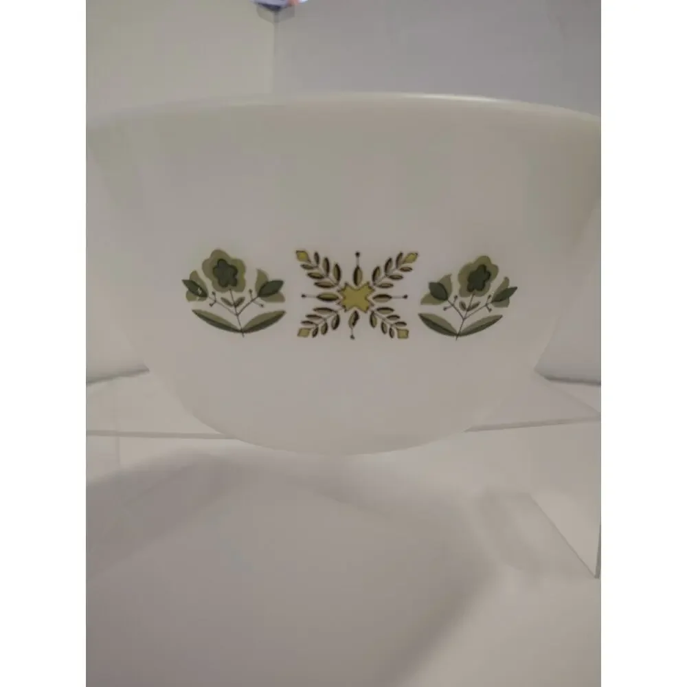 Fire King Anchor Hocking Meadow Green Handled Mixing Bowl c1970s USA 10